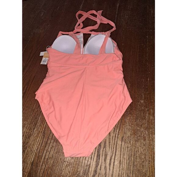New Size 16 Kona Sol Pink Peach Tummy Control One Piece Swimsuit Bathing Suit - Picture 4 of 5